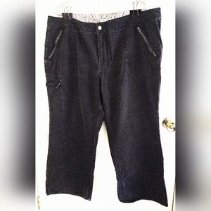 Covington Women's Plus Size 22W Black Cargo Pants 100% Cotton Straight Wide Leg